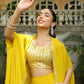 Janasya Yellow Georgette Sequined Top Bottom Cape | Swadesiicart