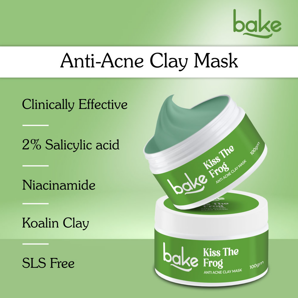 Bake Kiss The Frog Anti Acne Clay Mask With 2% Salicylic Acid & Niacinamide | Swadesiicart