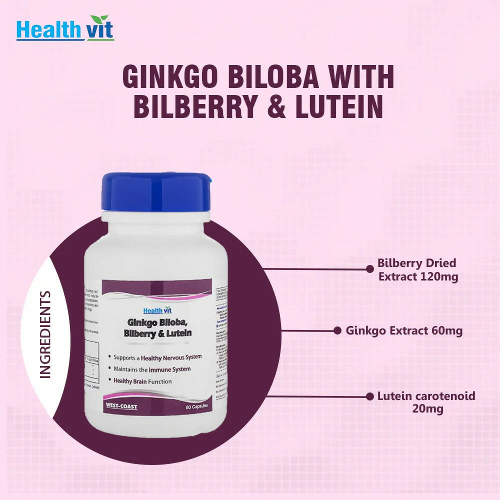 Healthvit Ginkgo Biloba Billberry And Lutein Capsules - Swadesiicart