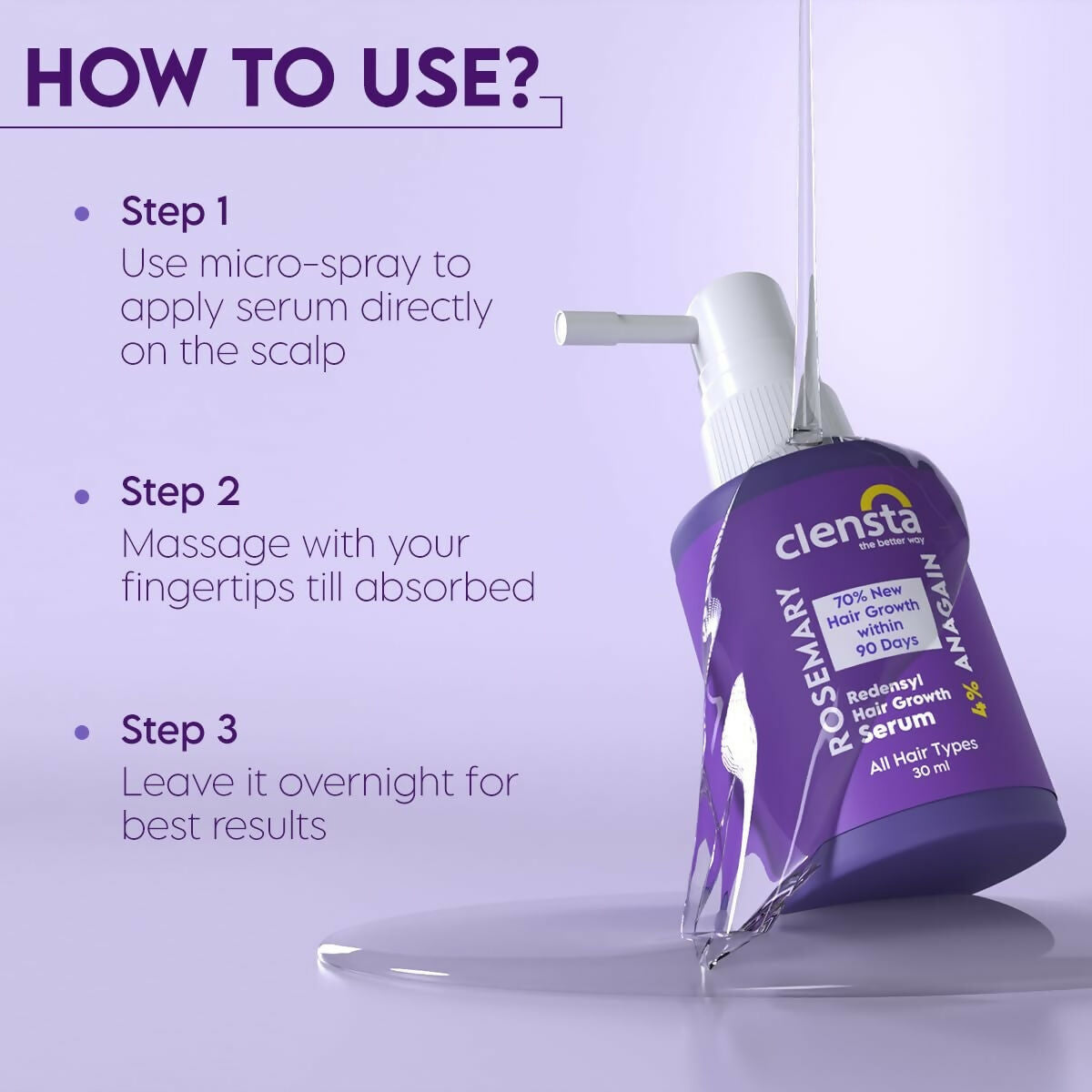 Clensta Rosemary Redensyl Hair Growth Serum | Swadesiicart