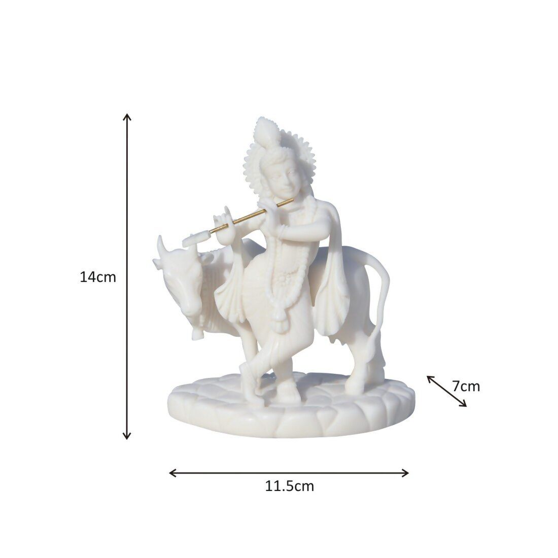 Handicrafts Paradise Carved In Resin Krishna with Cow - Swadesiicart