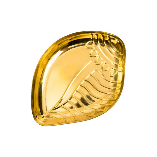 Spillbox Gold-Toned Brass Textured Sangu Thali Pooja Essential | Swadesiicart