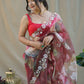 Vamsee Sarangi Red Organza Saree - Swadesiicart