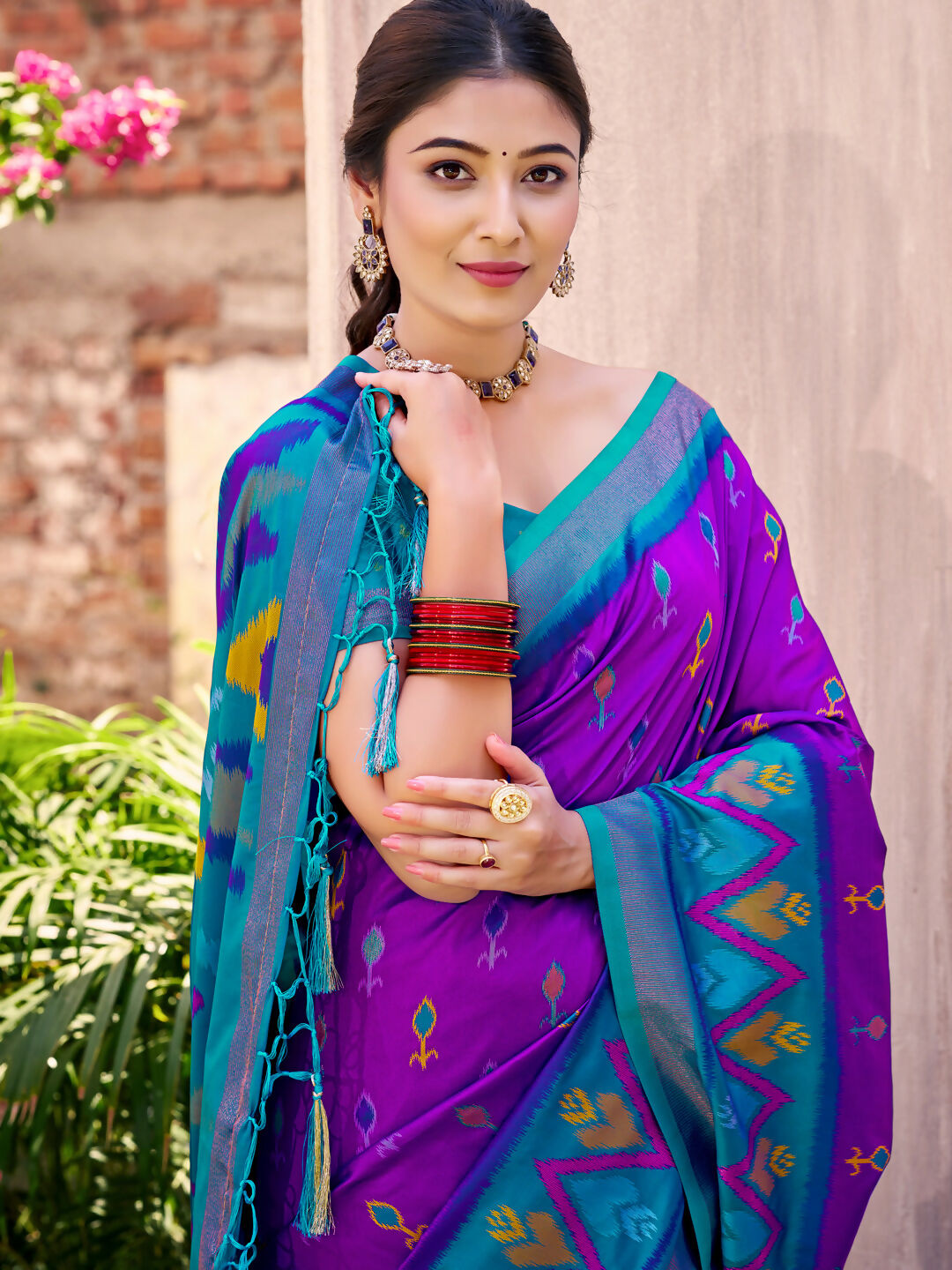 Shree Shyam Fashion Purple Pochampally Silk Saree