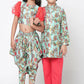Lil Drama Golden Weaves Blue Crop Top With Dhoti Co-Ordinate Set - Swadesiicart