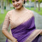 Vishnu Weaves Women's Purple Tussar Silk Woven Saree with Blouse - Swadesiicart