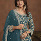 Faux Georgette Teal Blue Embroidered Festive Salwar Suit - Emponline | Swadesiicart