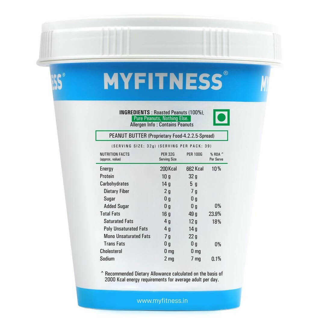 Myfitness All Natural Unsweetened Peanut Butter Crunchy - Swadesiicart