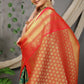 Jyoti Fashion Women's Green Kanjivaram Silk Zari Woven Saree with Blouse | Swadesiicart