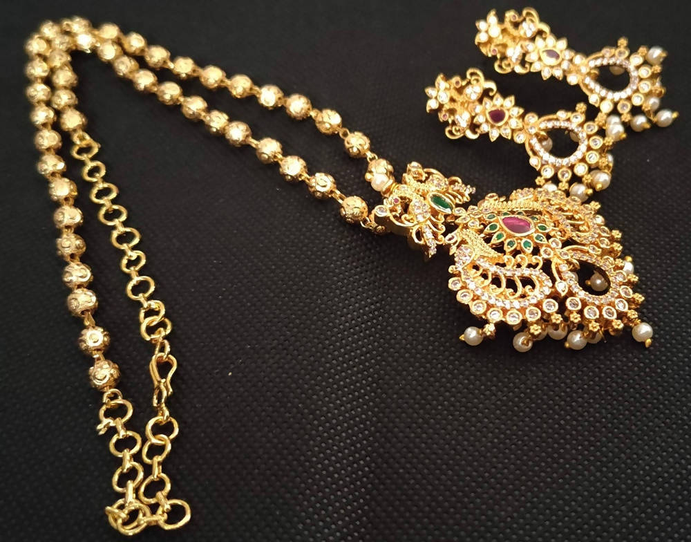Multicolor Peacock Pendant Necklace Set - Mokshi Collections