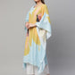 Ahalyaa Women Yellow Crepe Digital Printed Kaftan Kurta with Palazzos | Swadesiicart
