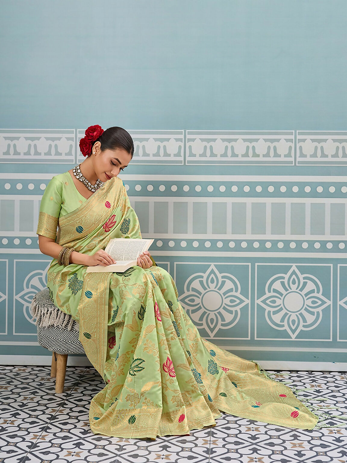 Shree Shyam Fashion Sea Green Silk Saree