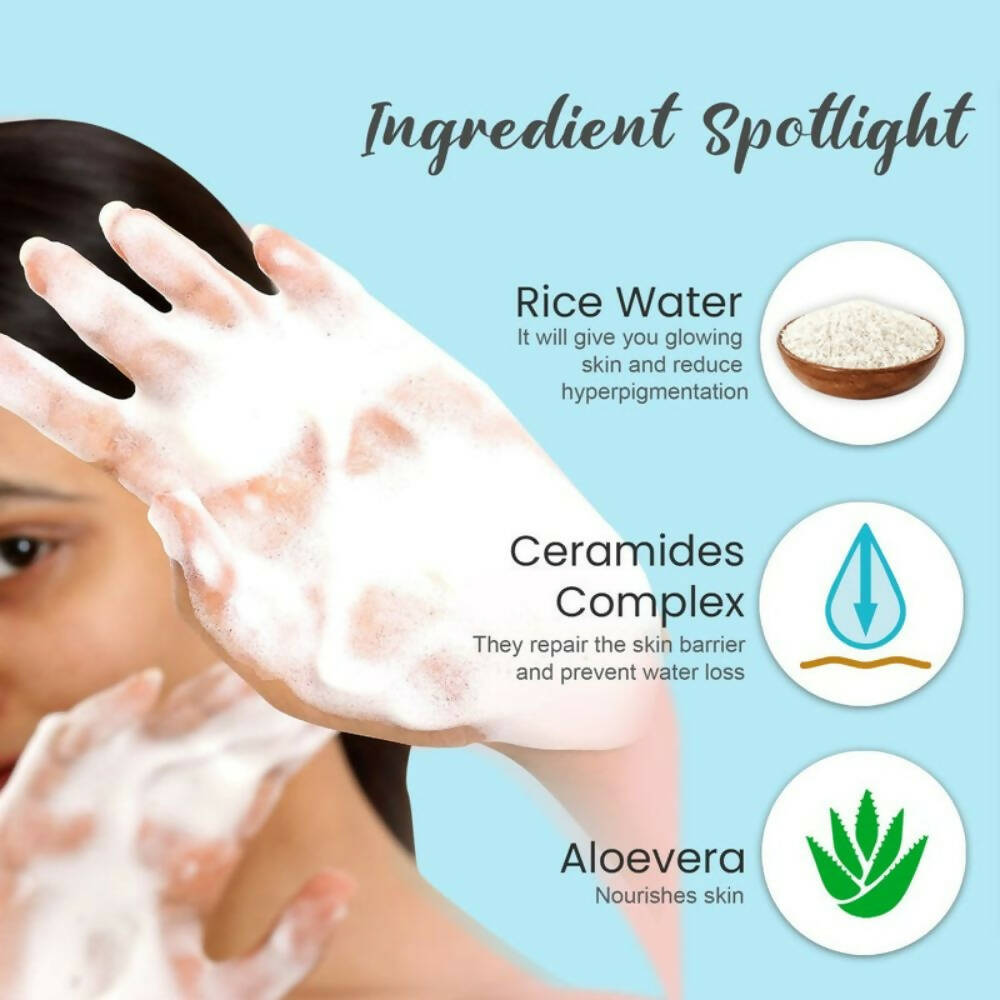 Glamveda Rice & Ceramide Glass Skin Face Wash - Swadesiicart