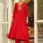 Janasya Maroon Rayon Yoke Embroidery Kurta & Bottom | Swadesiicart