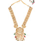 Long Kundan Neckpiece with Earrings & Maang Tikka with Multi Stones Jewellery Set (Gold) - Ruby Raang - Swadesiicart