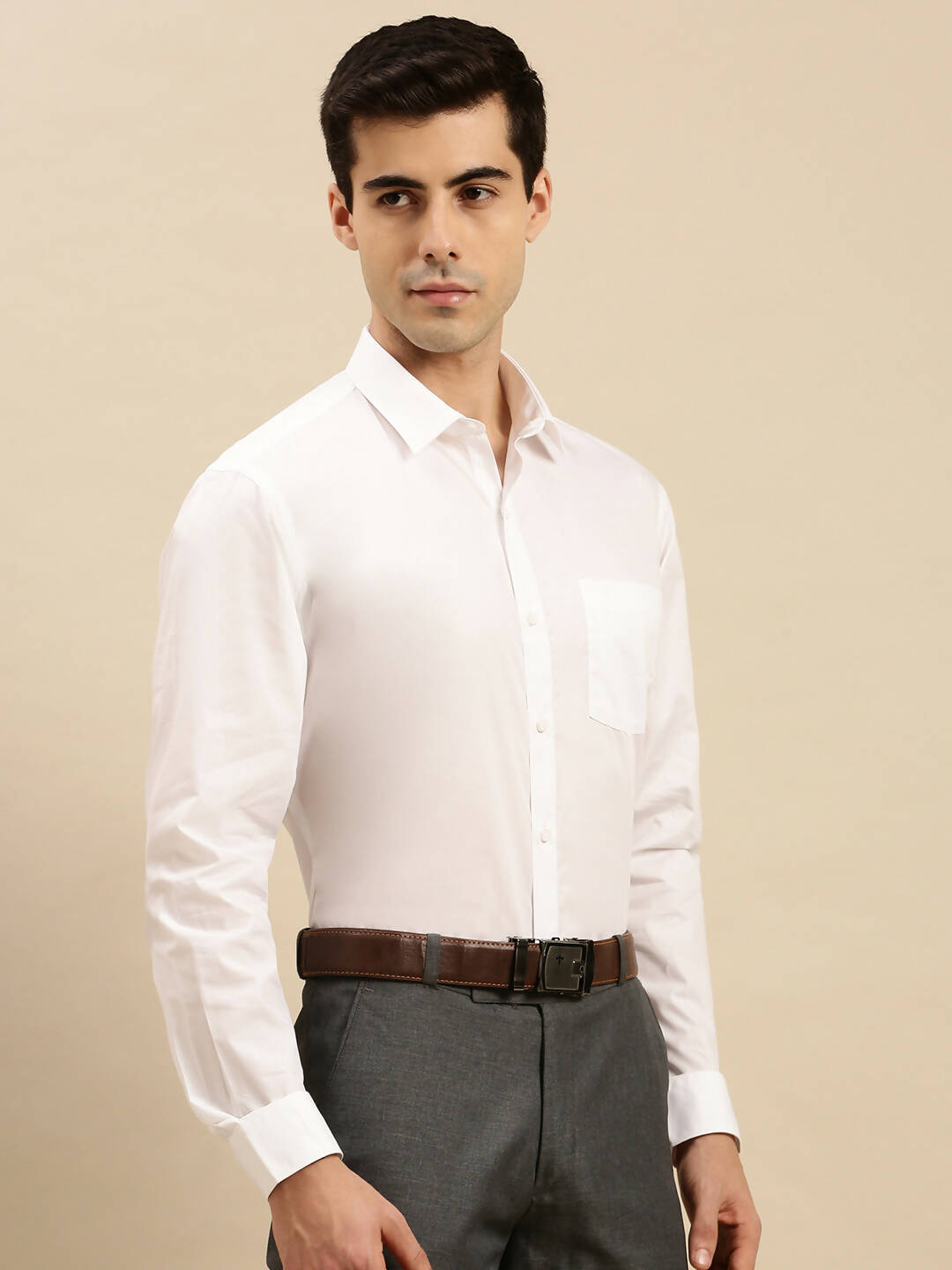 Ramraj Cotton Mens Full Sleeve White Shirt Plus Size - Cool Cotton | Swadesiicart