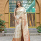 Vamsee Madhavi White Soft Silk Saree - Swadesiicart