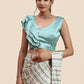 Sky Blue Pure Georgette Sequence work Ready to wear Saree with stitched Blouse - Satiksha | Swadesiicart
