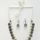 NVR Women's White Silver-Plated Choke Oxidized Necklace with Jhumka Earrings - Swadesiicart