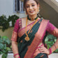 DEIANA'S Beautiful Designer Golden zari Soft Lichi Silk Saree - Green - Swadesiicart