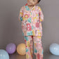 Breathables Kids Cotton Night Suit – Peach Lion & Teddy Shirt & Pyjama Co-Ord Set For Boys & Girls