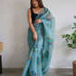 Vamsee Urvashi Blue Organza Saree - Swadesiicart