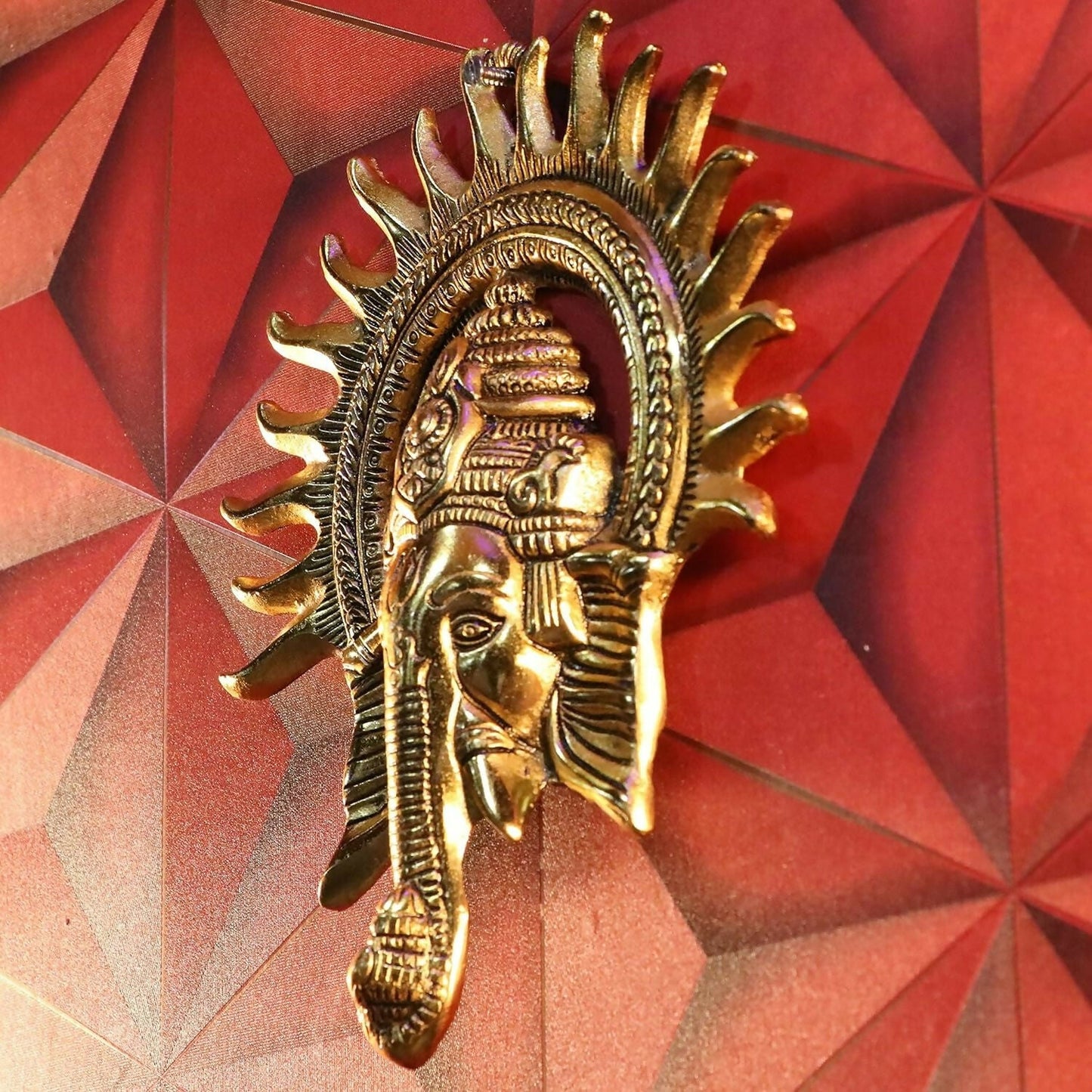 KridayKraft Metal Ganesha ji Statue, Ganpati Wall Hanging Sculpture Lord Ganesh Idol - Swadesiicart