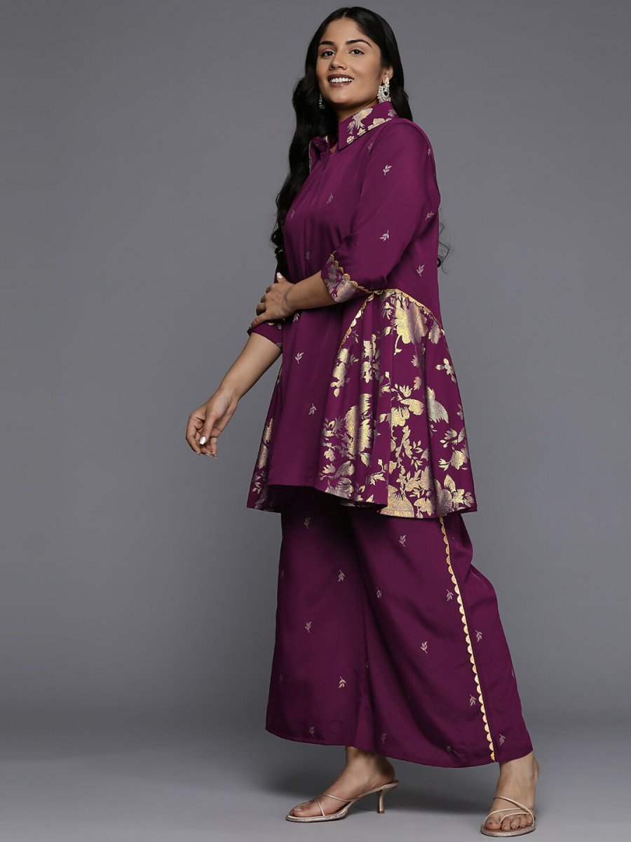 Ahalyaa Women's Traditional wear Co-ords - Purple - Swadesiicart