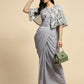 Grey Chiffon Solid Ready to wear Saree with stitched Blouse - Aayan | Swadesiicart