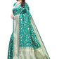 Vamika Banarasi Jacquard Weaving Rama Green Saree (PARINITI RAMA) | Swadesiicart