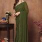 Partywear Designer Green Georgette Fancy Saree - Satrangi | Swadesiicart