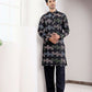 Black Linen Designer Embroidery Work Men's Rajwadi Kurta Set - Mahotsav