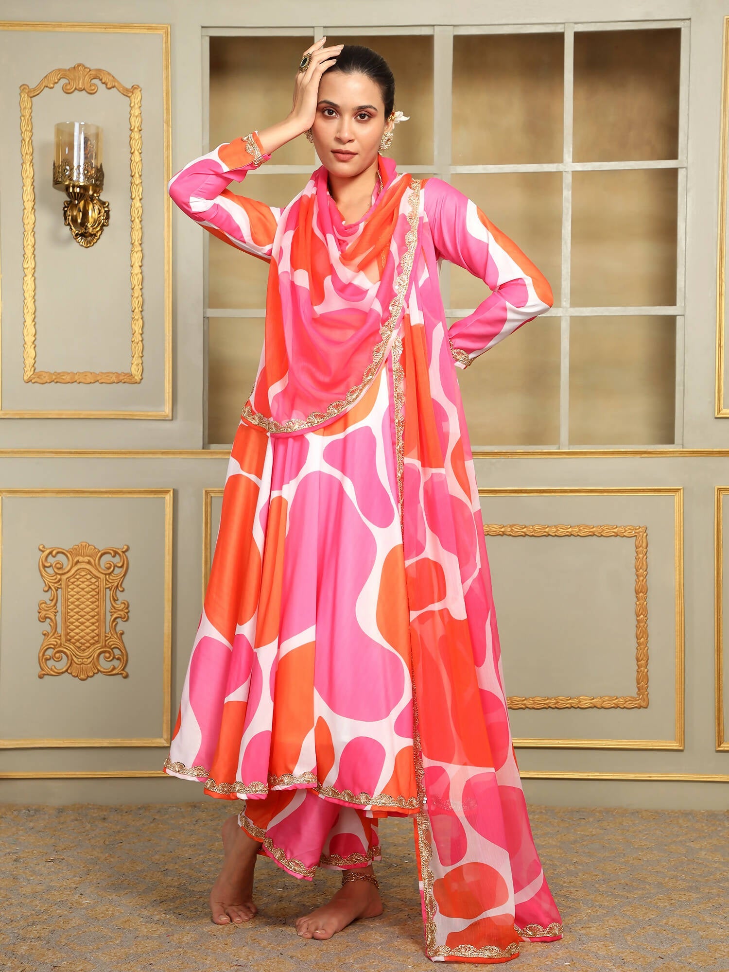 Pomcha Jaipur Pink Saadgi Rangeen Anarkali Set | Swadesiicart