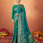 Blue Kanjivaram two tone Silk Woven Design Saree With Unstitched Blouse Piece - Norita Royal Pradha