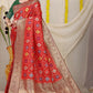 Jyoti Fashion Women's Red Patola Silk Zari Woven Saree with Blouse | Swadesiicart