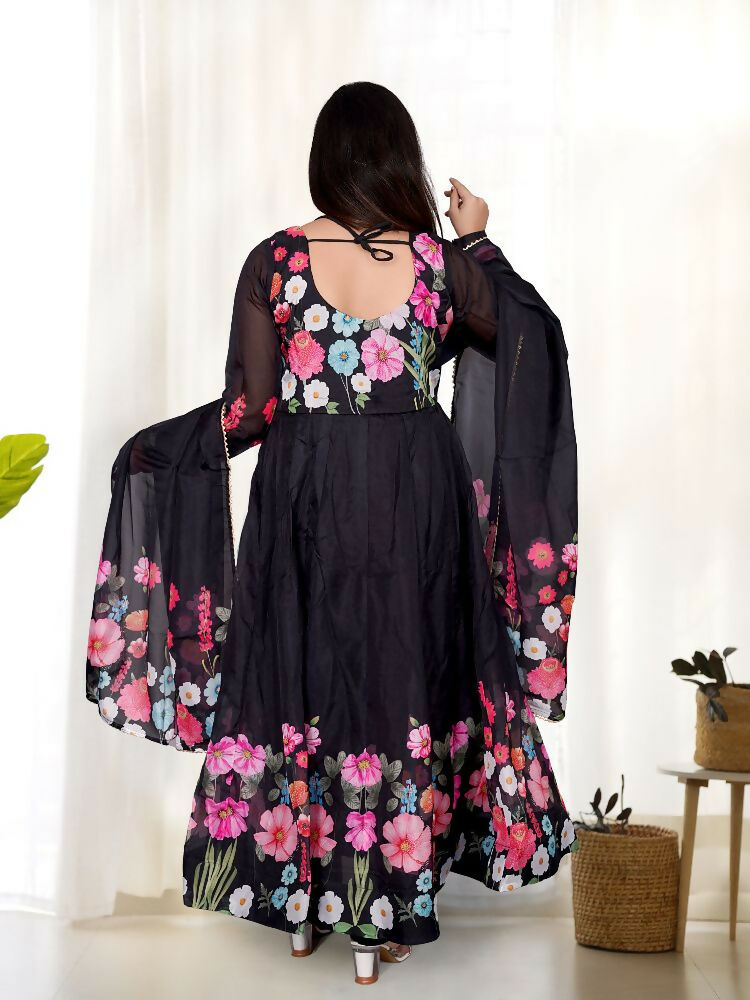 Joban Fashion Black Kurta Set Organza Sequin Embroidery Work - Swadesiicart