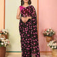 Black Georgette Designer Printed Ready To Wear Saree - Elite | Swadesiicart