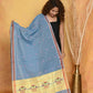 Very Much Indian Handloom Pure Cotton Paithani Dupatta - Powder Blue | Swadesiicart
