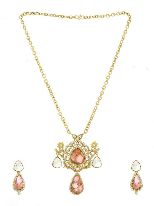 Natural Stones Earrings and Necklace set - Ruby Raang | Swadesiicart