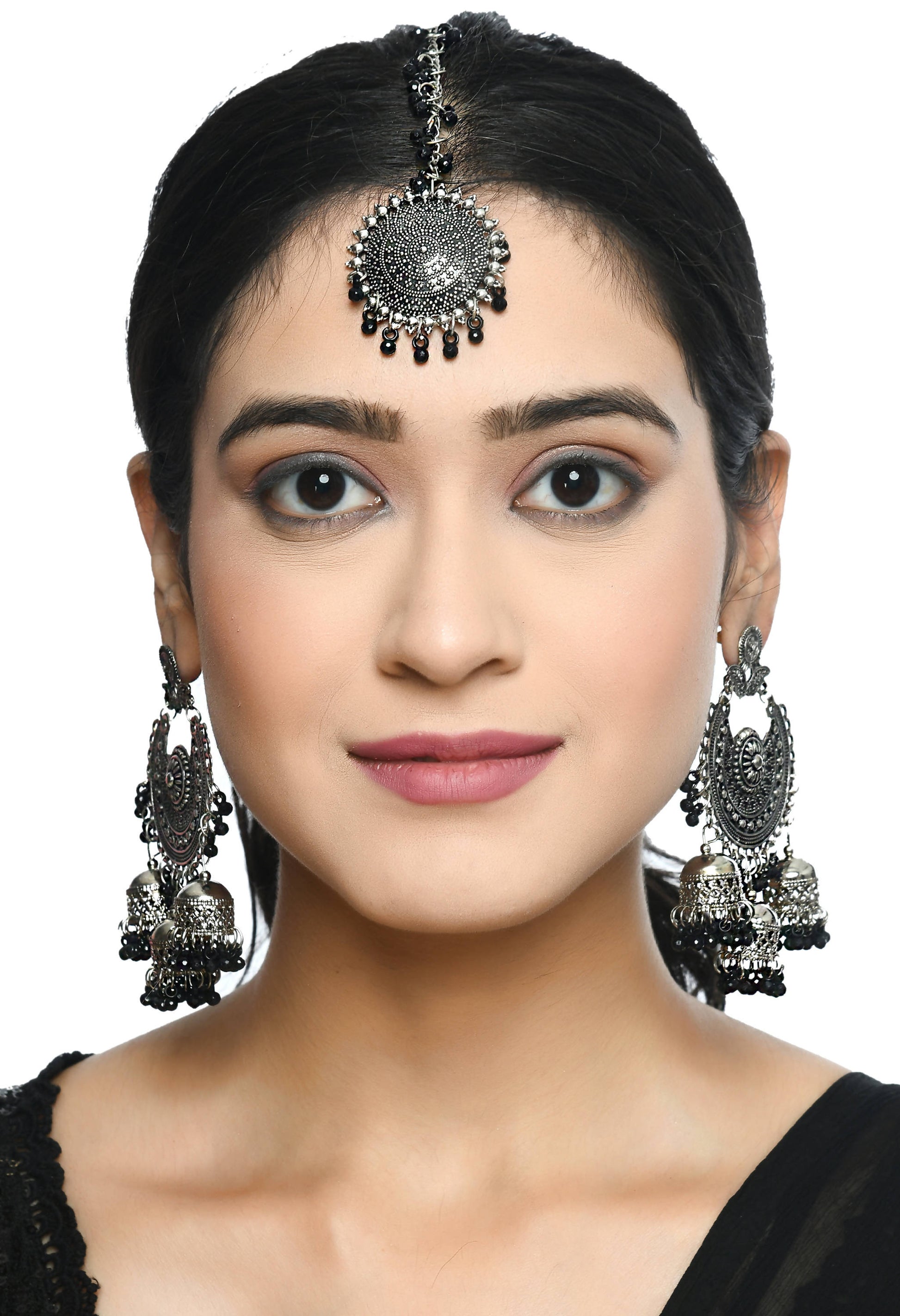 Mominos Fashion Johar Kamal Jhumkas With Maang Tikka Earrings - Swadesiicart