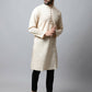 Even Apparels Cream Color Pure Cotton Men's Kurta With Side Placket (SLD1176) | Swadesiicart