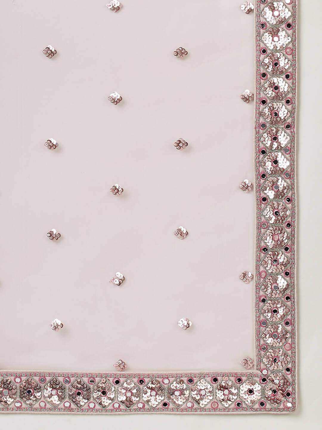 House of Panchhi Rose Gold Net Mirror & Sequinse embroidery Lehenga choli & Dupatta | Swadesiicart