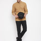 Even Apparels Beige Pure Cotton Short Men's Kurta With Band Collar | Swadesiicart