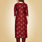Jyoti Fashion Women's Maroon Viscose Rayon Embroidered Kurta Pant Set | Swadesiicart
