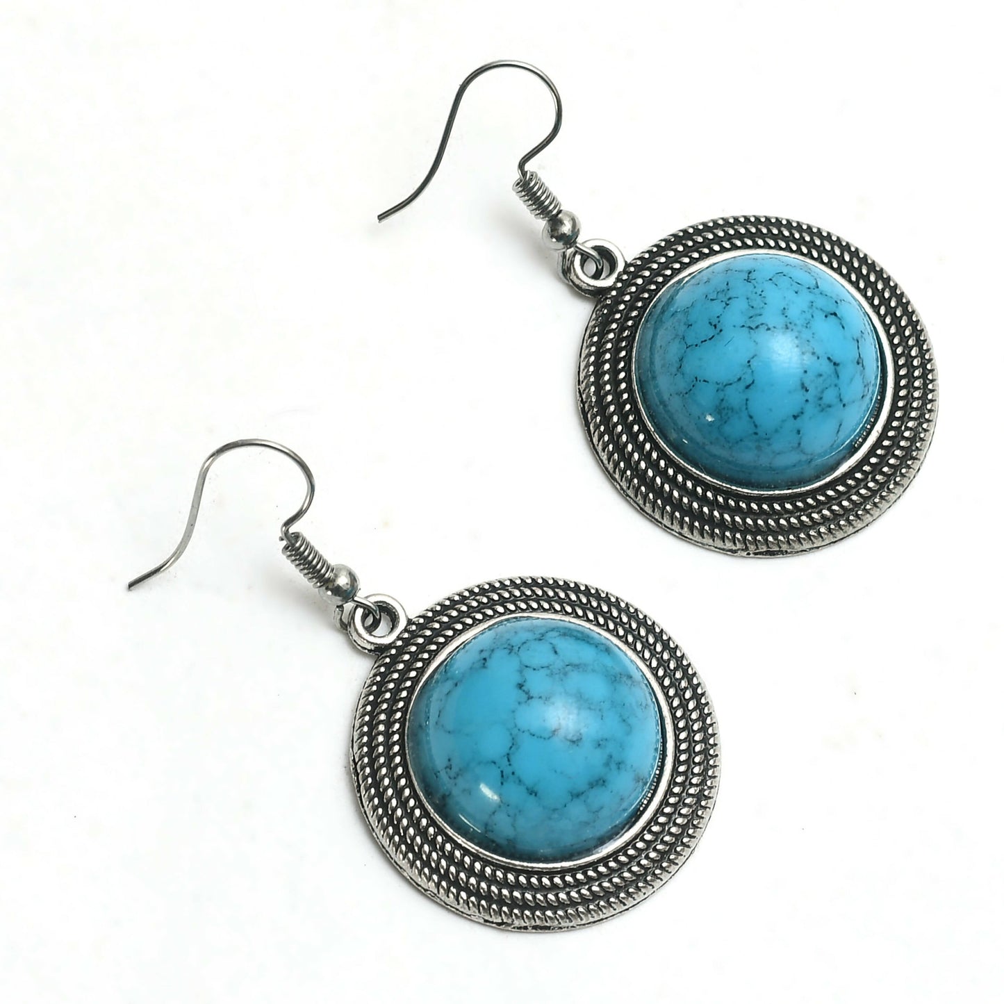 Mominos Fashion Johar Kamal Oxidised Silver-Plated Stone Work Long Necklace Handicraft Sky Blue | Swadesiicart