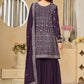 Faux Georgette Purple Embroidered Gharara Style Suit - Emponline | Swadesiicart