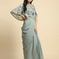 Sea Green Chiffon Solid Ready to wear Saree with stitched Blouse - Aayan | Swadesiicart