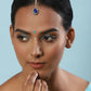 Women's Blue Silver-Toned Kundan Studded Maang Tikka - Ruby Raang | Swadesiicart
