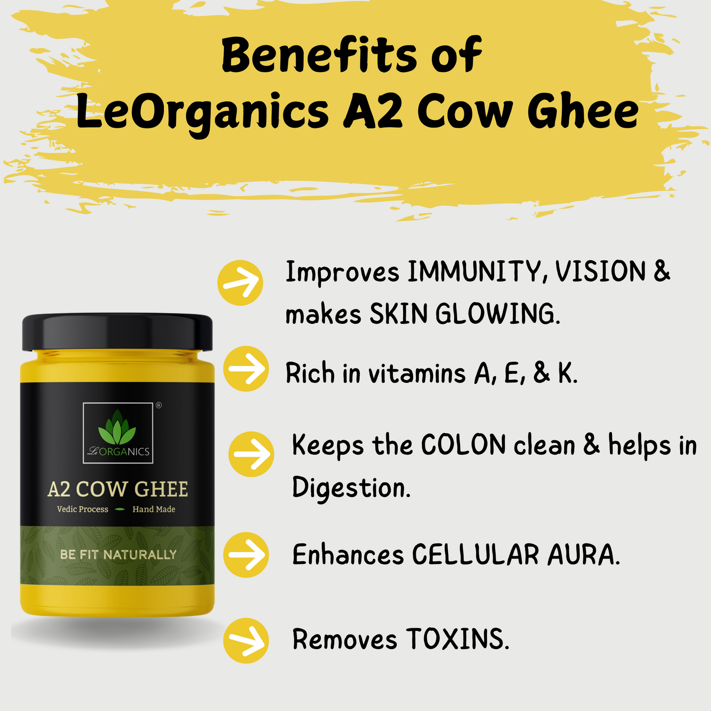 Le Organics A2 Cow Ghee | Cultured Desi Ghee | Homemade & Certified Organic Ghee - Swadesiicart