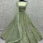 Jyoti Fashion Women's Pista Green Bridal Net Fancy Dori, Multi Thread, Hand Mirror and Diamond Work Wedding Lehenga Choli | Swadesiicart